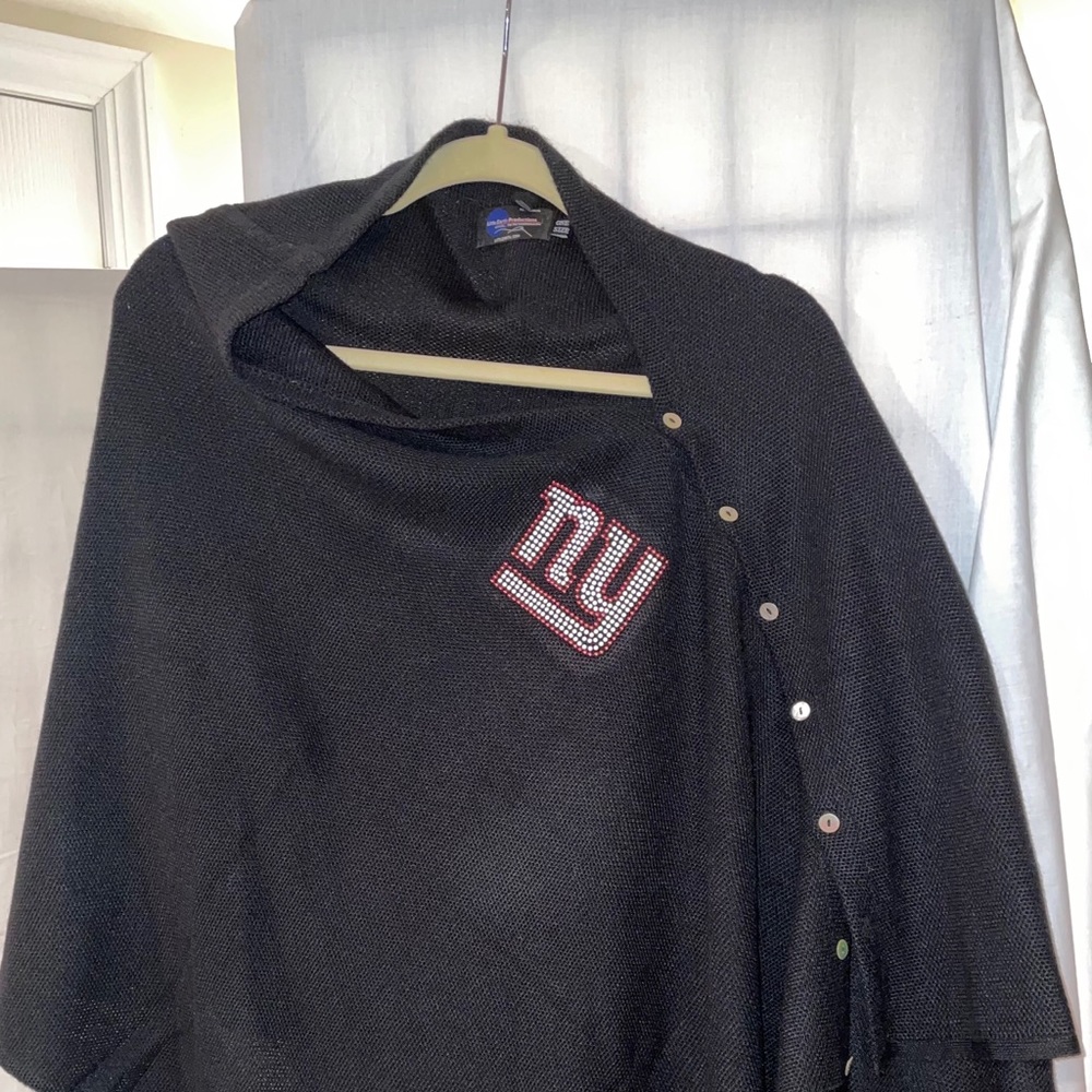 Ny Giants Logo Black Poncho One Size